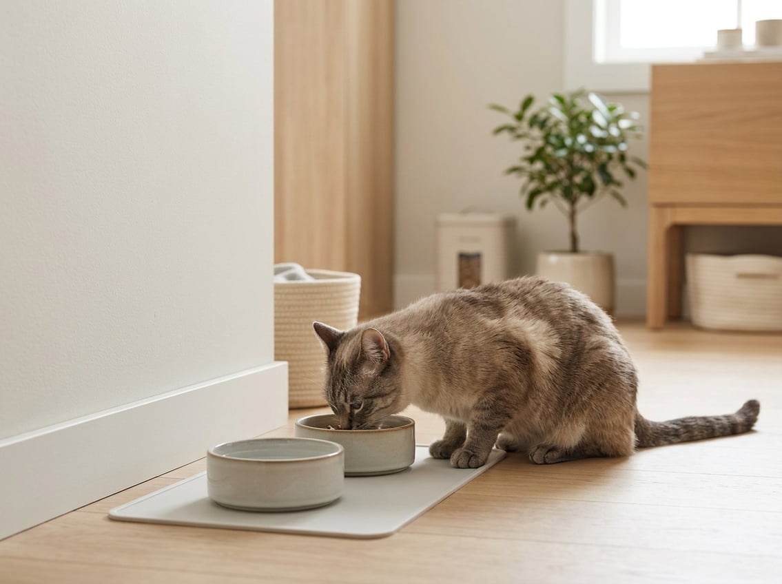 Sådan indretter du en rolig spiseplads til katten i hjemmet